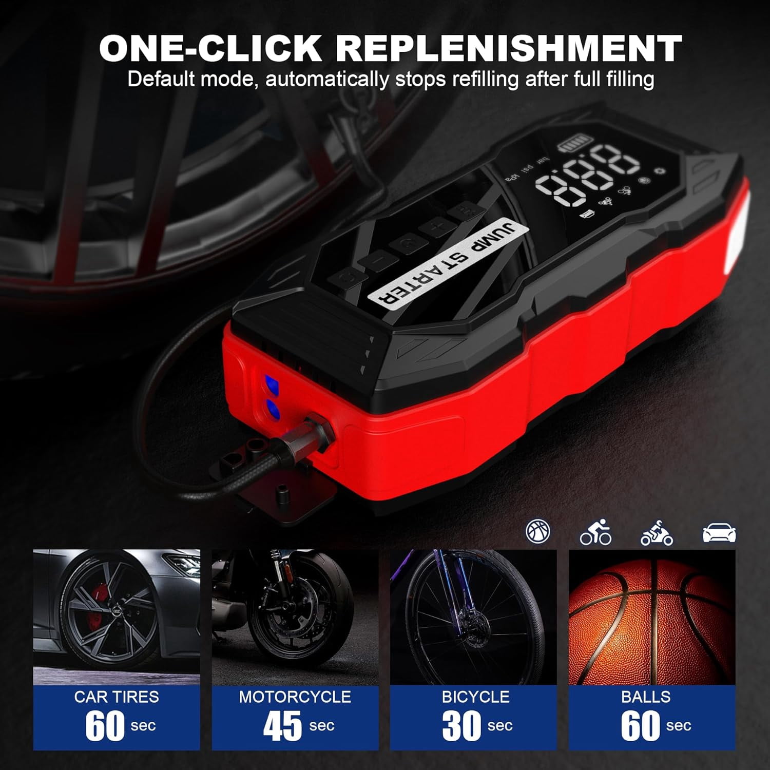 Jump Starter with Air Compressor 4000A 10000mAh 150PSI Portable Car Battery Jump Starter (All Gas/10L Diesel)