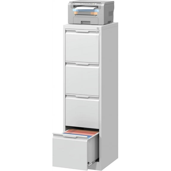 4 Drawer File Cabinet,Metal Vertical File Storage Cabinet with Lock,Filing Cabinets for Home Office,A4 Legal/Letter, Assembly Required(White)