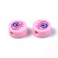 thumbnail image 3 of Handmade Polymer Clay Beads Flat Round with Pearl Pink 9.5~10x4.5mm Hole: 1.6mm, 3 of 3
