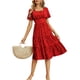 thumbnail image 1 of VISgogo Vestido de manga corta para mujer, vestido holgado con cintura elástica y cuello cuadrado con estampado de corazón pequeño, ropa informal simple de una pieza VISgogo  moda, 1 of 2