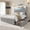 Grey, variant on King Size Upholstered Platform Bed Frame with 4 Drawers, Nailhead Trim Headboard and Charging Station, LED Lights, Noise-Free, No Spring Needed, Easy Assembly, Modern Bedroom Furniture