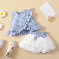 thumbnail image 2 of Loopsun Toddler Girls Summer Sets, Girl's Sleeveless Top And Gauze Bow Skirt Suit Two-piece Set Light Blue 9-12 Months, 2 of 5