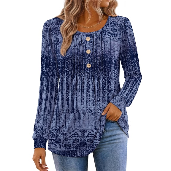 Fantaslook Womens Tops Dressy Casual Button Pleated Blouses Long Sleeve Shirts Fall Fashion Tunic Tops