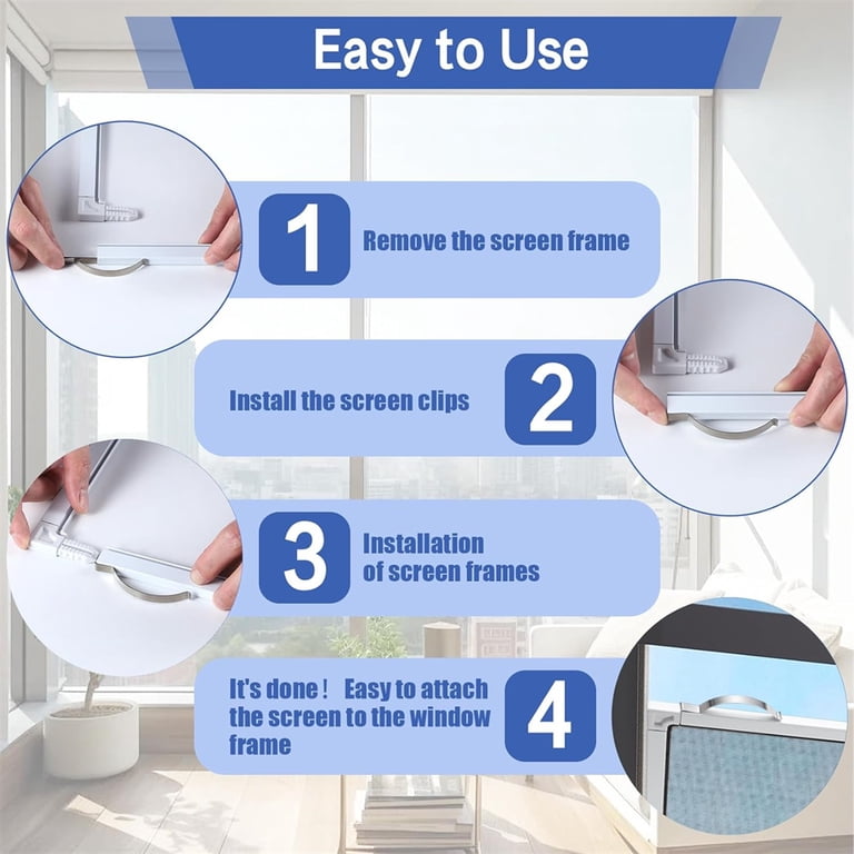 30 Pcs Window Screen Tension Springs - Stainless Steel Corner Mount Clips To Stop Screens Shaking