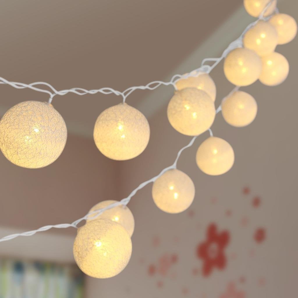 PARTY BEDROOM WEDDING 20 PASTEL BLUE COTTON BALL STRING LIGHTS CE UL 