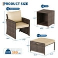 thumbnail image 3 of 5-Piece High Back Patio Conversation Set with 2 Ottomans and Table, All-Weather PE Rattan Lounge Chairs with Soft Cushions, Ideal for Balcony, Porch, Garden, Pool, Backyard, and Poolside Relaxation, 3 of 8