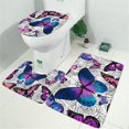 thumbnail image 2 of Purple Butterfly Rose Pattern Bathroom Rugs Sets 3 Piece,Toilet Cover Set,Absorbent Non Slip Bathroom Mats Sets with U-Shaped Contour Rug Toilet Rug Set, 2 of 5