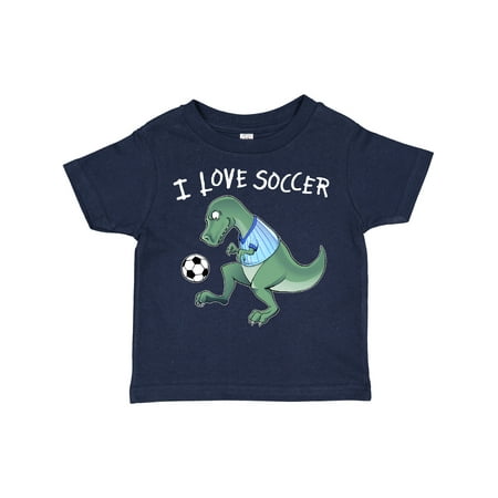 

Inktastic I Love Soccer-Dinosaur in Blue Gift Toddler Boy or Toddler Girl T-Shirt