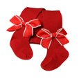 thumbnail image 1 of Infant Christmas Ribbed Pantyhose Girls Stretch Mid-Rise Tights with Bows, 1 of 6