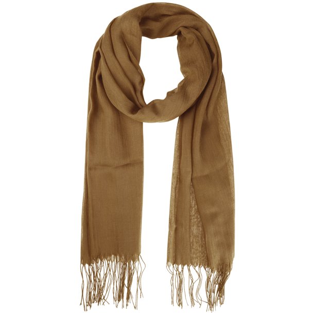 Bufanda de invierno cálida de imitación de cachemira INSPIRE CHIC, chal largo de color sólido con flecos para mujeres y hombres 78.7"x27.6" marrón café