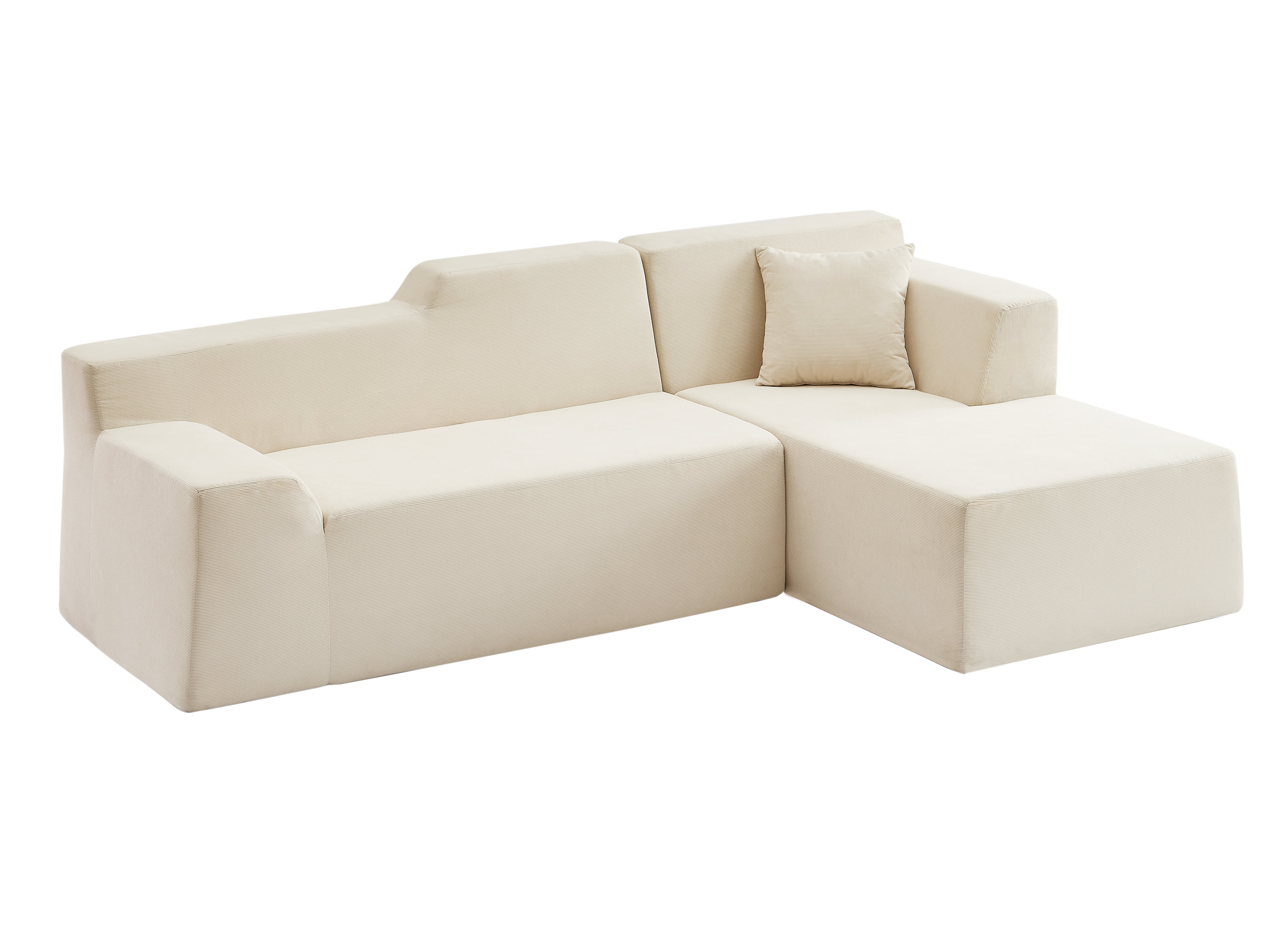 L-Shaped Sofa, Sectional Sofa, High Back Sofa&nbsp;Modern Corduroy Design with Thickened Backrest, Space-Saving Couch for Living Room, Beige, 96.46 Inch