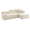 thumbnail image 2 of L-Shaped Sofa, Sectional Sofa, High Back Sofa&nbsp;Modern Corduroy Design with Thickened Backrest, Space-Saving Couch for Living Room, Beige, 96.46 Inch, 2 of 3