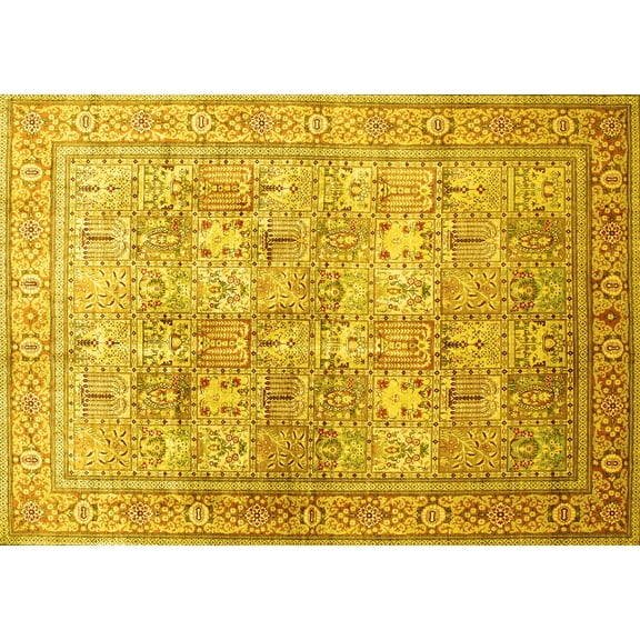 Ahgly Company Indoor Rectangle Persian Yellow Traditional Area Rugs, 5' x 7'