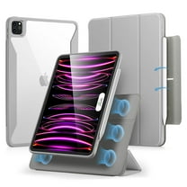ESR Hybrid Case Compatible with iPad Pro 12.9 Inch (2022/2021), iPad Pro 12.9 Case with Pencil Holder, Detachable Magnetic Cover, Vertical Stand, Rebound 360 Series, Gray