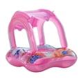 thumbnail image 4 of flotador de piscina para niños,flotador inflable para piscina para bebés con dosel,Flotador de agua con anillo de natación para bebé rosa con asa, 4 of 8