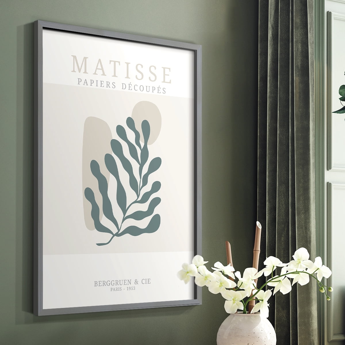 Matisse CDXXXVII in Gray Solid Wood Framed Print No Nail Hanging