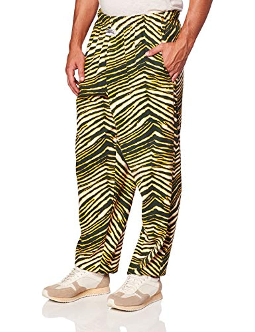 Zubaz Men s Classic Zebra Printed Athletic Lounge Pants Green Gold S