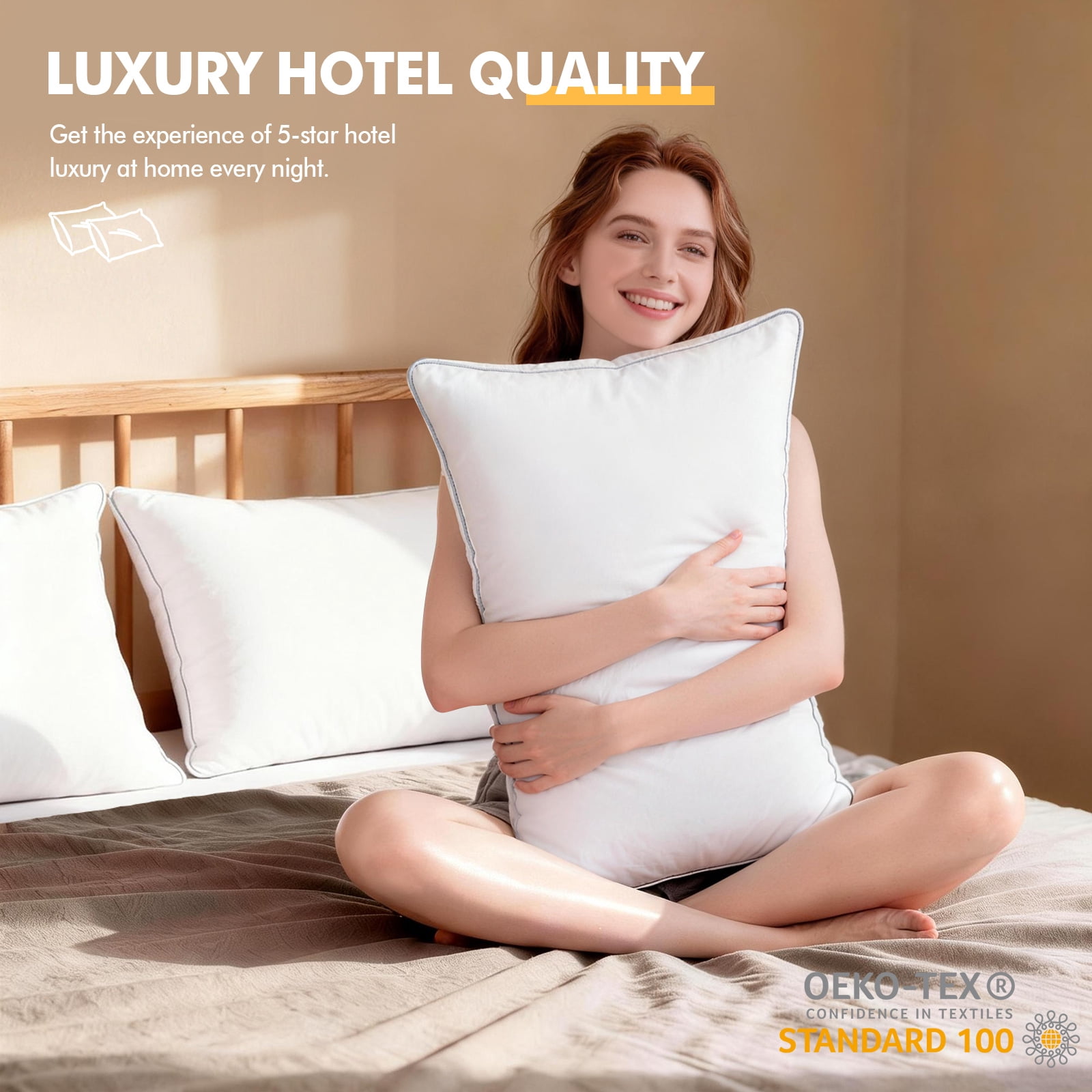 SORMAG Pillows Queen Size Set of 2, Bed Pillows for Side and Back Sleepers, Soft Down Alternative Pillows, Hotel Quality and Machine Washable