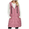 thumbnail image 5 of larppty Long Puffer Vest for Women with Hood Lightweight Sleeveless Down Vest for Spring, Fall & Winter (Pink, L), 5 of 7