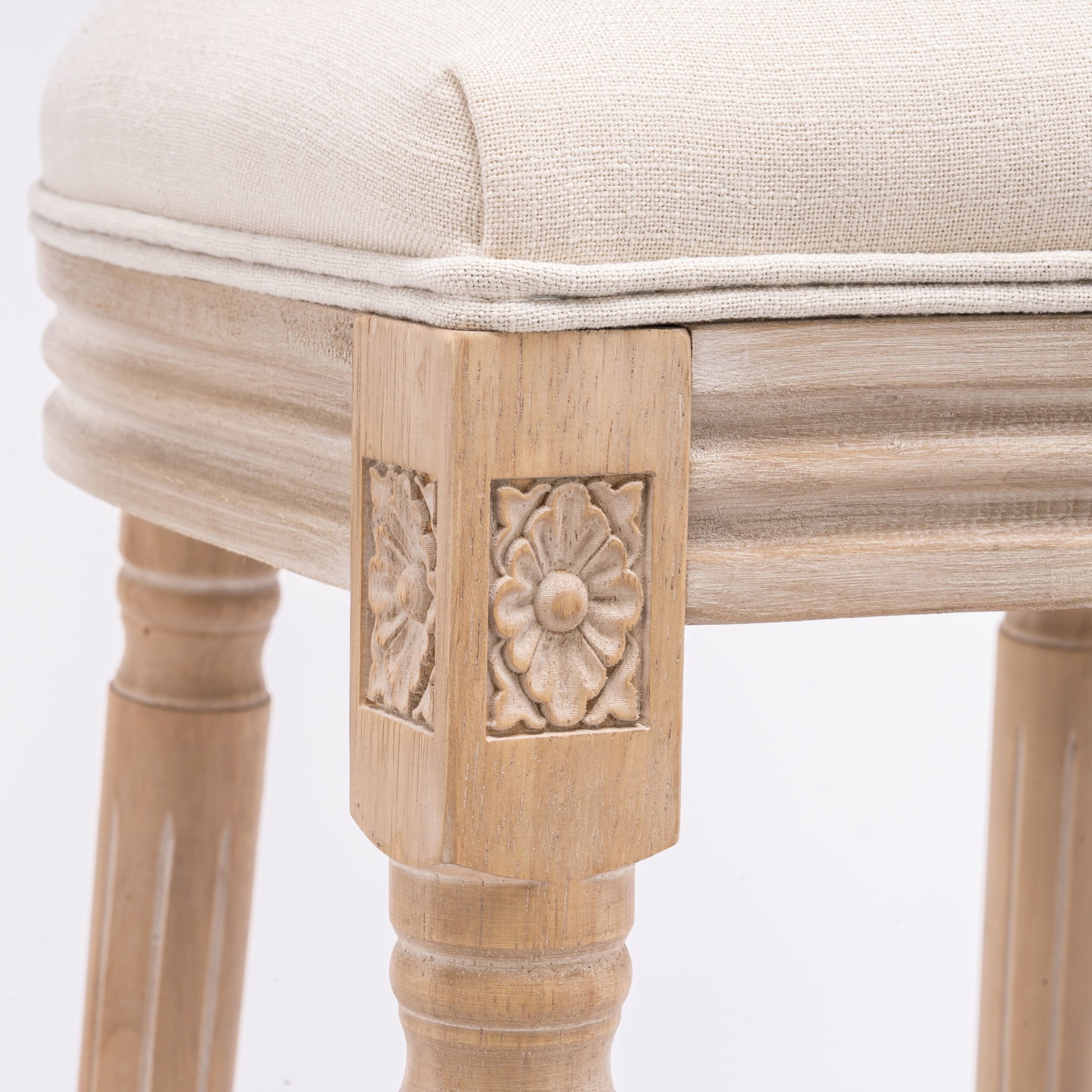 Noble House Solid Wood Kitchen Bar Stools with Cushion Seat and Back for Bar Counter, Beige & Natural, Set of 2