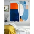 thumbnail image 3 of Modernism Sheer Curtains 63 Inches Long 2 Panels Abstract Simple Yellow Blue Color Block Light Filtering Semi Sheer Window Curtains Drapes for Bedroom Living Room 52"x63", 3 of 7
