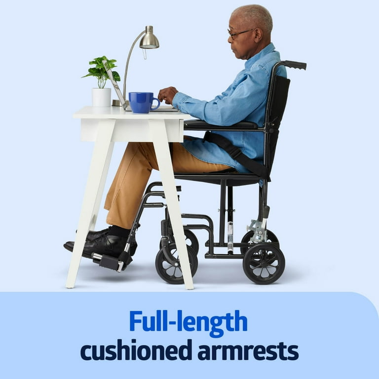 Medline Lightweight Foldable Steel Transport Wheelchair, Swing