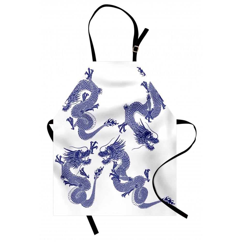 Dragon Apron Indigenous Japanese Dragons White Background Vitality