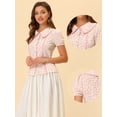 thumbnail image 2 of Blusa con cuello Peter Pan Allegra K Floral para Mujer Rosa claro M, 2 of 4