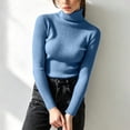 thumbnail image 4 of Lolmot Turtleneck Sweaters for Women Trendy Ribbed Knitted Long Sleeve Shirts Stretchy Slim Basic Tees Lightweight Undershirts, 4 of 9