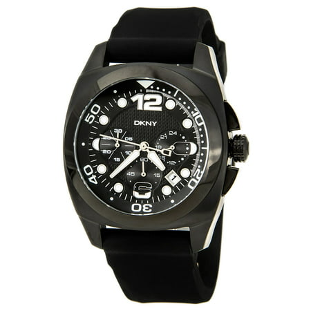 DKNY NY1445 Men's Rubber Strap Black Ion Plated Watch