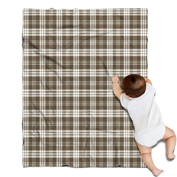 Brown and White Checkerboard Checkered Pattern Blanket,Comfortable Soft Flannel Throw Blanket,All Season,Warm Lightweight Blankets for Sofa Bed Couch Living Room Chair,30"x40"