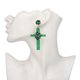thumbnail image 2 of Joyería de moda, colgante de crucifijo chapado en aleación, pendientes colgantes, accesorio para niña (verde), 2 of 2