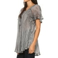 thumbnail image 4 of Sakkas Aline Women's Short Sleeve Casual Light Loose Scoop Neck Top Blouse Shirt - Grey - One Size, 4 of 5