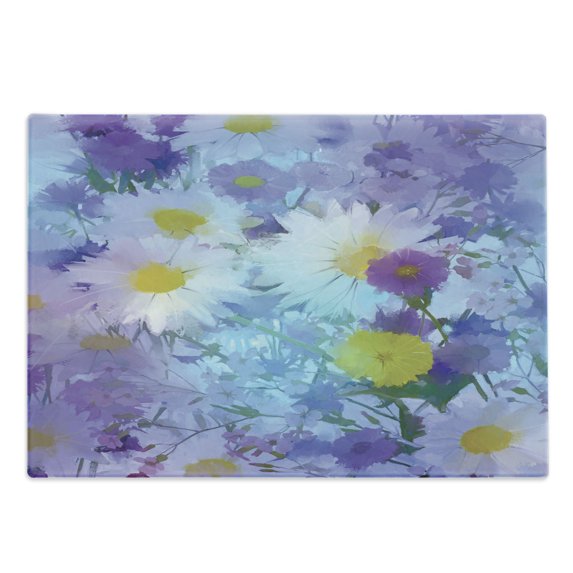Flower Cutting Board, Vintage Flower in Pastel Color Scheme Fragrance Natural Blooming Print, Decorative Tempered Glass Cutting and Serving Board, Large Size, Multicolor, by Ambesonne