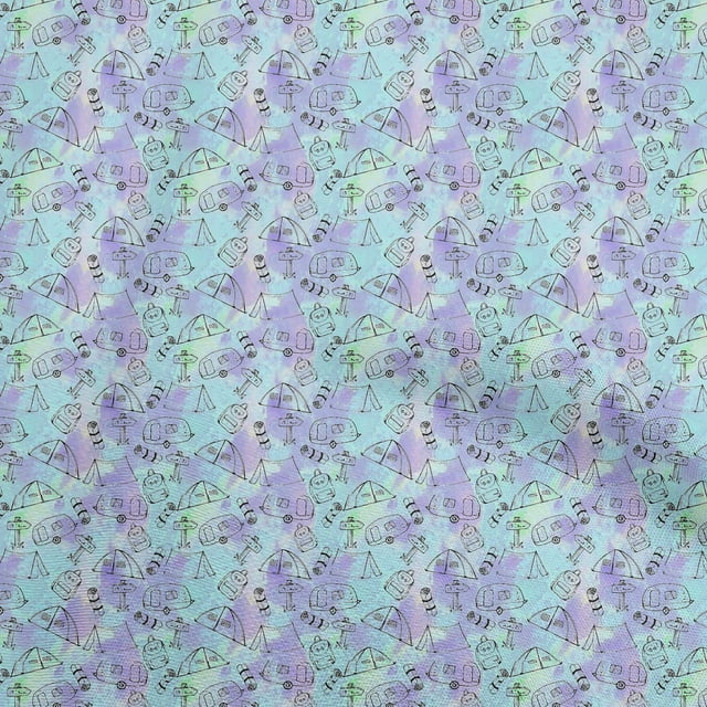 oneOone Polyester Spandex Turquoise Blue Fabric Travel Craft Projects Decor Fabric Printed By The Yard 56 Inch Wide