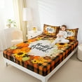 thumbnail image 4 of Manfei Fall Pumpkin Bed Sheets Twin, Thanksgiving Day Twin Sheet Sets, Vintage Buffalo Bedding Sets Twin Size, Lightweight Room Decor, 3 Pieces, 4 of 7