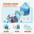 thumbnail image 3 of KFFKFF 3-in-1 Kids Play Tent with Tunnel and Basketball Hoop, Indoor/Outdoor Pop-Up Playhouse for Boys, Girls, Babies, and Toddlers, Includes Carrying Bag and Straps, Blue Ocean Design, 3 of 9