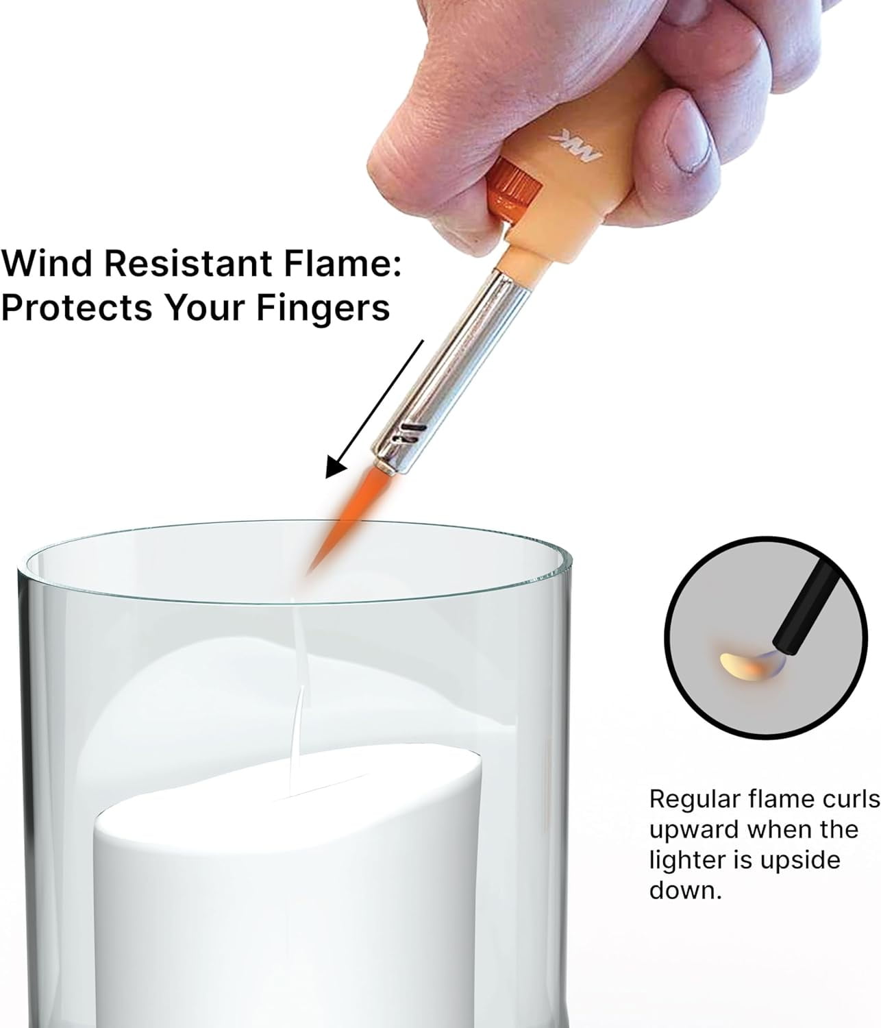 MK Range Pastel Mini Utility Windproof Flame Candle Lighters, Pastel Orange and Pink, 1 pack
