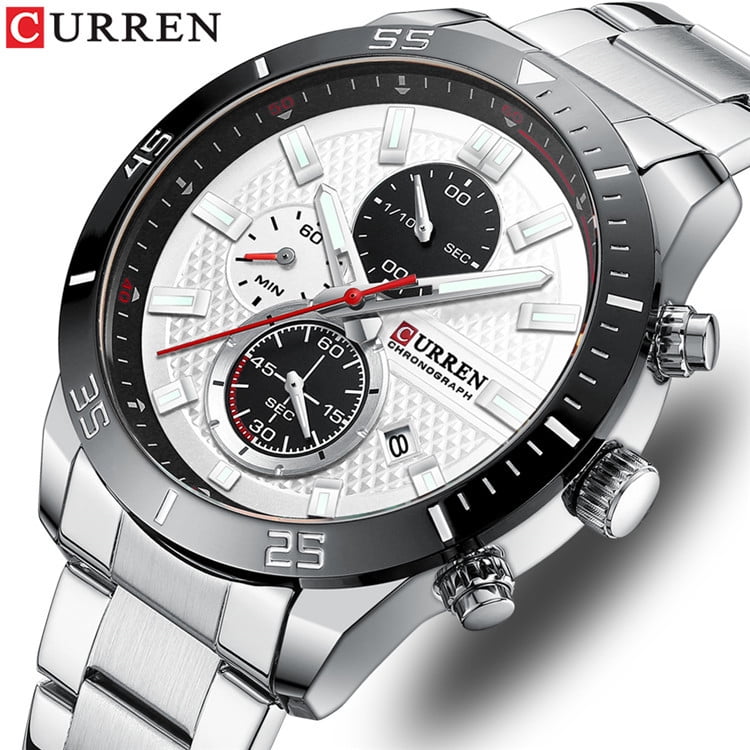 CURREN New Style Watches for Men Sport Stainless Steel Wristwatches with Luminous Point Quartz Movement Clock for Male