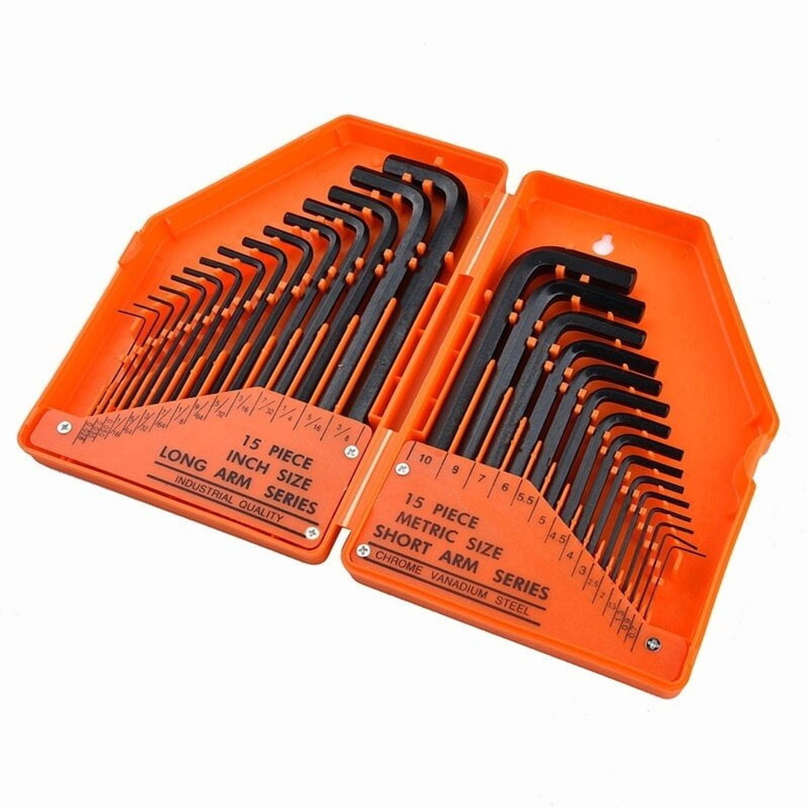 Victool Allen Wrench & Hex Key 30pc Set METRIC & SAE Standard Short Long Arm CrV Steel With Case