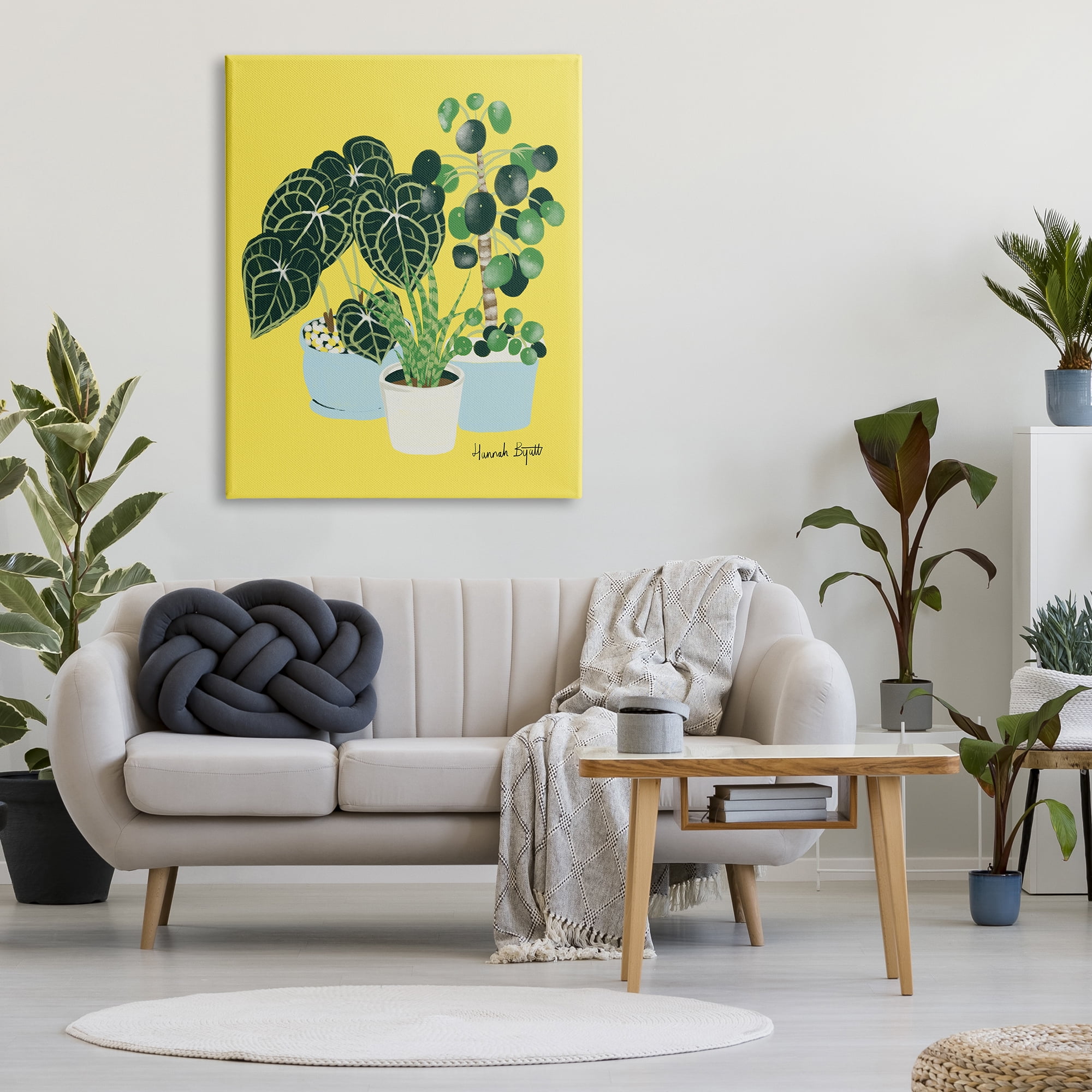 Stupell Industries House Plants on Yellow Botanical & Floral Painting Gallery Wrapped Canvas Print Wall Art, 36 x 48