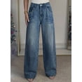 thumbnail image 5 of EMMIOL Women's Mid-High Waist Y2K Baggy Wide Leg Jeans Vintage Washed Denim Pants with Rivet Detail & Pockets 2026 Trendy Streetwear, 5 of 7