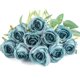 thumbnail image 2 of Flojery 10 Rosas Artificiales De Tallo Largo, Rosas De Seda Falsas Para Bricolaje, Ramo De Boda, Mesa Central, Decoración Del Hogar (Azul), 2 of 5