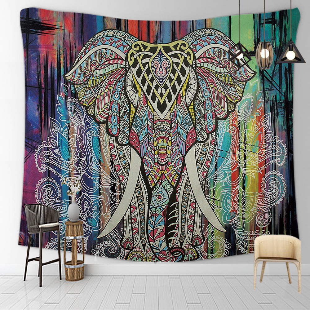 Indian Elephant Mandala Tapestry Wall Hanging Hippie Tapestries Ethnic Bedspread 