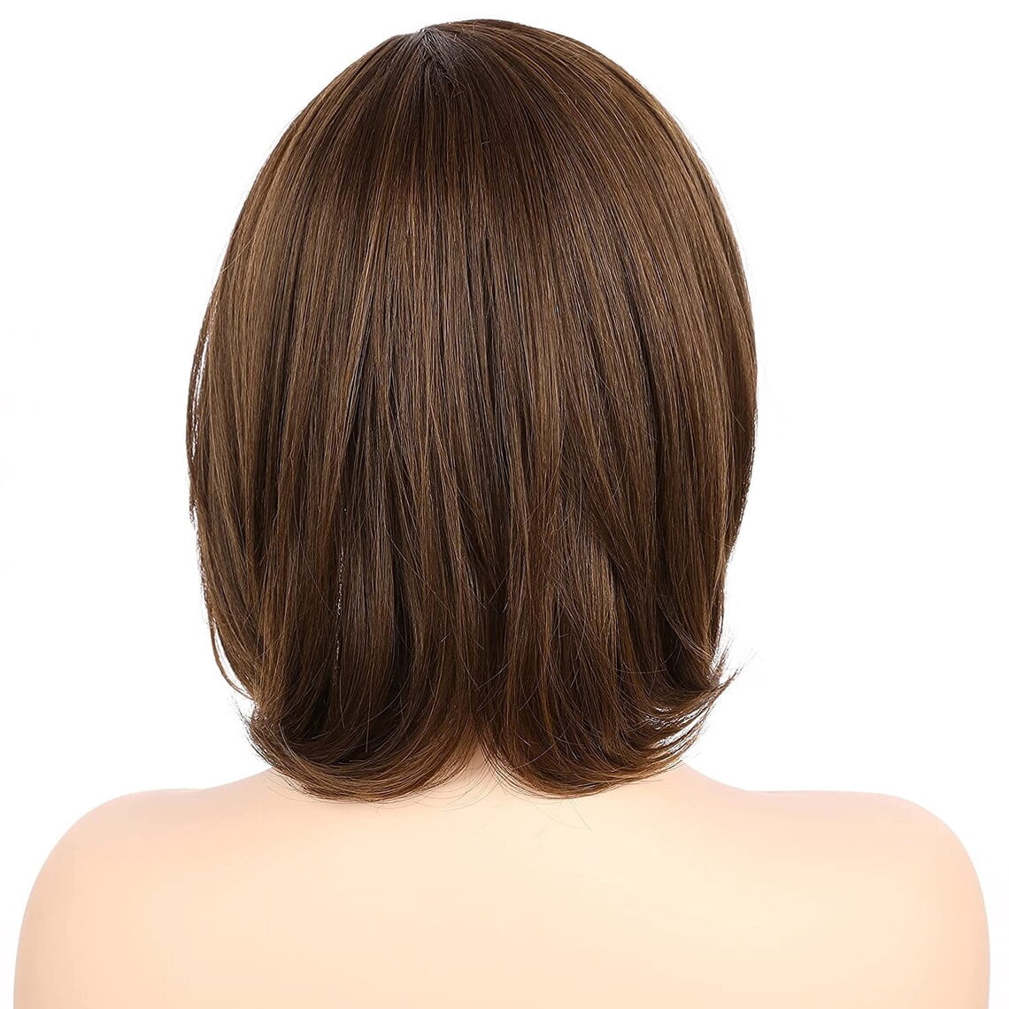 Onedor 9.5 Inch Side Part Lace Front Relaxed Straight Bob Wig (Medium Brown Evenly Blended with Warm Medium Brown)