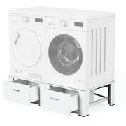 Dual Washing Machine Pedestals with Drawers 350Lb Heavy Duty Matalde 29" Laundry Pedestals 2 Sets Upgraded Design, Washer and Dryer Riser, White