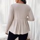 thumbnail image 5 of Tops para mujer,Blusa informal de manga larga con cuello en V para mujer, color liso, poliéster, ideal para todas las estaciones, sopatenor, 5 of 5