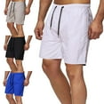 thumbnail image 4 of Knee Length Summer Shorts Solid Color Quick Drying Wide Leg Drawstring Men Fitness Shorts Streetwear, 4 of 13