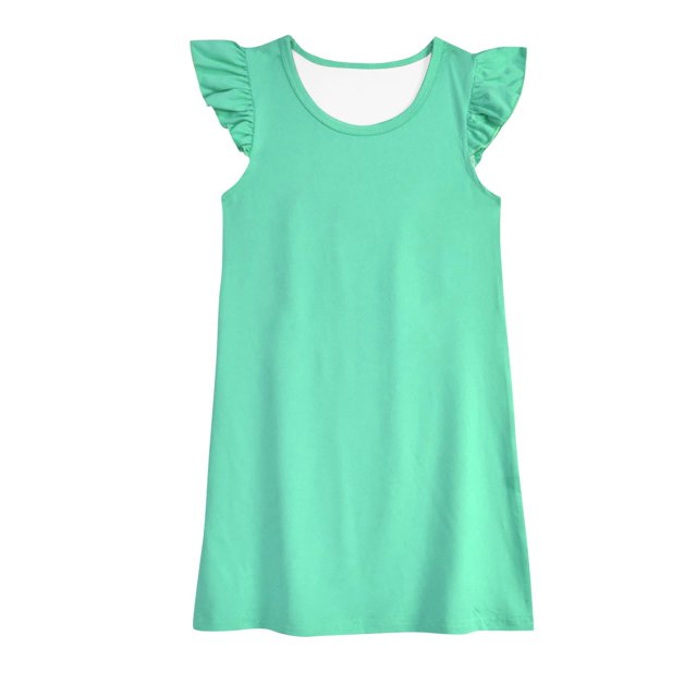 Plebaso Baby Girls Dresses Summer Round Neck Flying Sleeve Gradient Color Sundress Kids Fashion Clothes