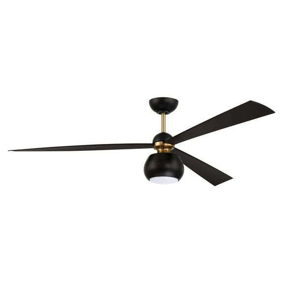 OTT60FBSB3 Craftmade Lighting Otto - 3 Blade Ceiling Fan with Light Kit-16.74 Inches Tall and 60 Inches Wide-Flat Black/Satin Brass Finish
